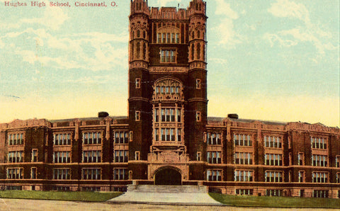 Vintage postcard front Hughes High School - Cincinnati,Ohio