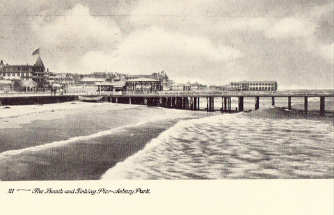 Vintage postcard The Beach and Fishing Pier - Asbury Park,New Jersey