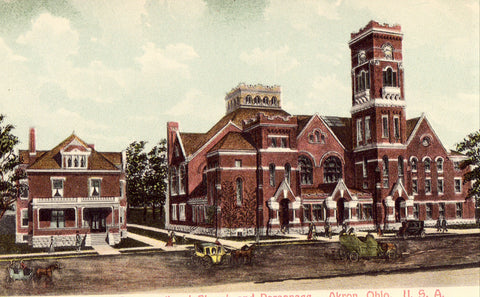 Vintage postcard The Proposed First Congrgational Church and Parsonage - Akron,Ohio