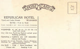 Vintage postcard back - Republican Hotel - Milwaukee,Wisconsin