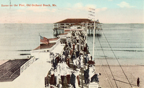 Vintage postcard Scene on The Pier - Old Orchard Beach,Maine