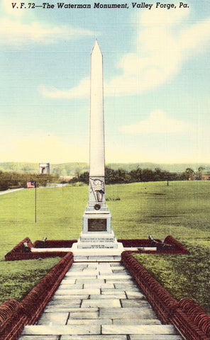 Linen postcard The Waterman Monument - Valley Forge,Pennsylvania