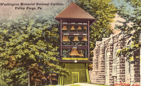Linen post card Washington Memorial National Carillon - Valley Forge,Pennsylvania