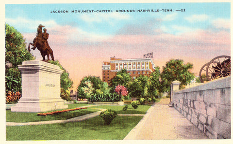 Linen postcard Jackson Monument,Capitol Grounds - Nashville,Tennessee