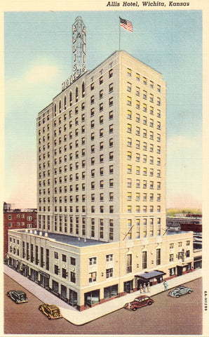 Linen postcard Allis Hotel - Wichita,Kansas