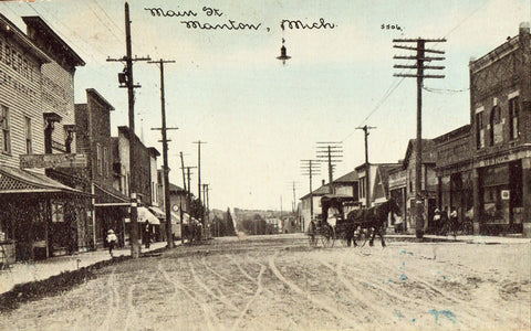Vintage postcard Main Street - Manton,Michigan