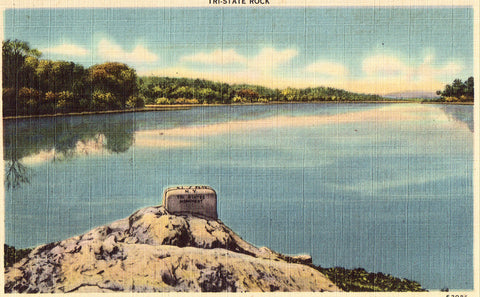 Linen postcard - Tri-State Rock,Dividing Line of N.Y.,N.J. and Pennsylvania