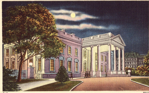 Linen postcard Moon View of The White House - Washington,D.C.