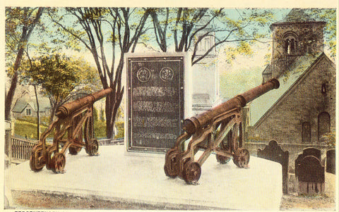 Vintage postcard Tercentenary Cannons on Burial Hill - Plymouth,Massachusetts