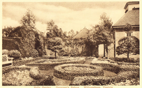 Vintage postcard Holly Garden,Governor's Palace - Williamsburg,Virginia