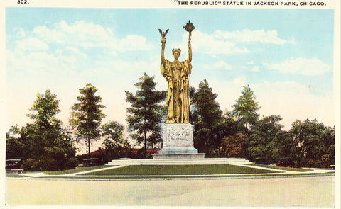 Vintage postcard "The Republic" Statue in Jackson Park - Chicago,Illinois