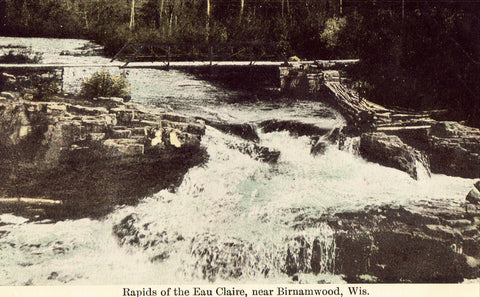 Vintage postcard Rapids of The Eau Claire near Birnamwood,Wisconsin