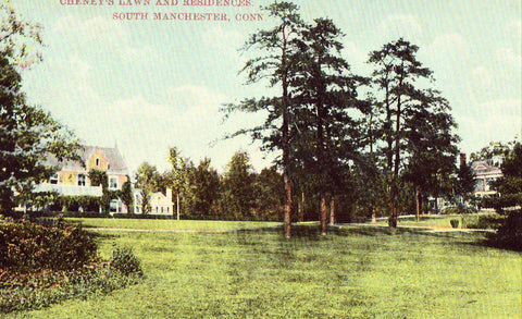 Vintage postcard Cheney's Lawn and Residences - South Manchester,Connecticut