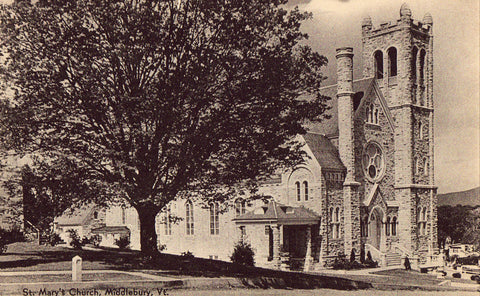 Vintage postcard St. Mary's Church - Middlebury,Vermont