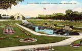 Linen postcard Sunken Garden in Mitchell Park - Milwaukee,Wisconsin