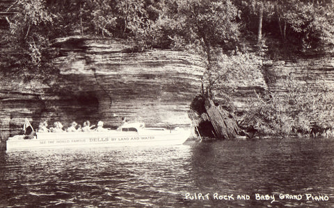 Real Photo Postcard Pulpit Rock and Baby Grand Piano - Wisconsin