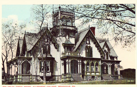 Vintage postcard Phi Delta Theta House,Allegheny College - Meadville,Pennsylvania