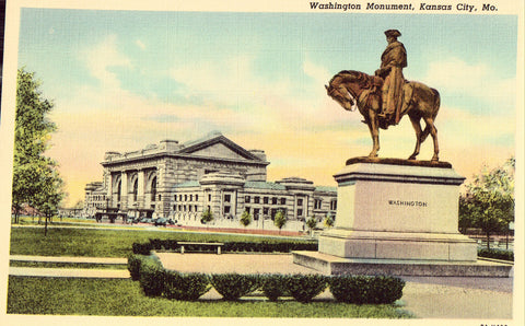 Linen postcard Washington Monument - Kansas City,Missouri