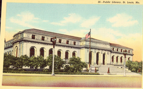 Linen postcard Public Library - St. Louis,Missouri