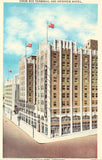 Linen postcard Union Bus Terminal and Pickwick Hotel - Kansas City,Missouri