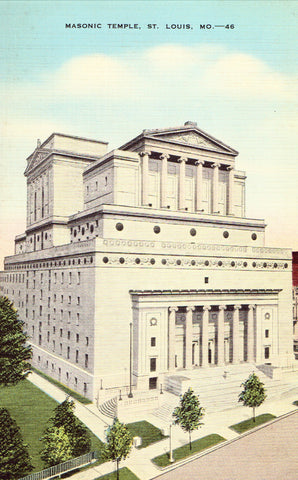 Linen postcard Masonic Temple - St. Louis,Missouri