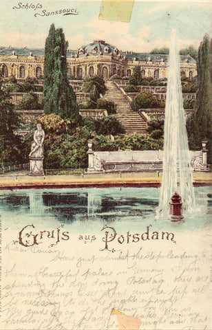 Undivided back postcard Gruss aus Potsdam - Schlofs Sansouci