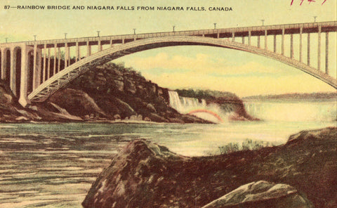 Vintage postcard Rainbow Bridge and Niagara Falls from Niagara Falls,Canada