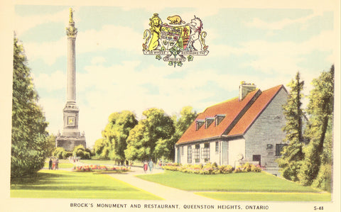 Vintage postcard Brock's Monument and Restaurant - Queenston Heights,Ontario,Canada