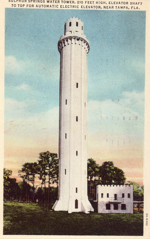 Vintage postcard Sulphur Springs Water Tower near Tampa,Florida