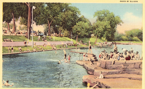 Linen postcard Barton's Spring Bathing Resort - Austin,Texas