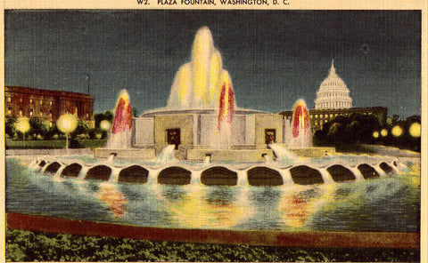 Linen postcard Plaza Fountain - Washington,D.C.