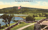 Linen postcard Flag Bastion - Fort Ticonderoga,New York
