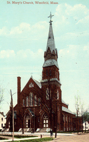 Vintage postcard St. Mary's Church - Westfield,Massachusetts