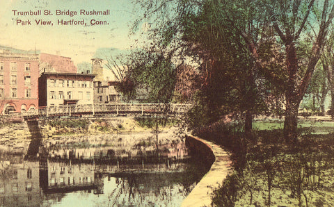Vintage postcard Trumball St. Bridge,Rushmall Park View - Hartford,Connecticut