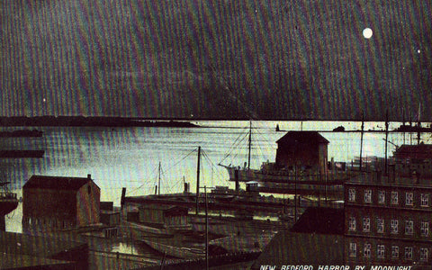 Vintage postcard New Bedford Harbor by Moonlight - Massachusetts