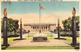 Linen postcard Public Library from War Memorial Plaza - Indianapolis,Indiana