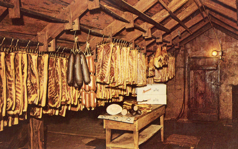 Vintage post card Interior View,Amana Meat Shop - Amana,Iowa