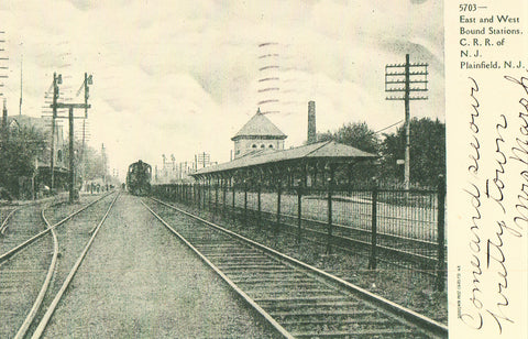 Vintage Postcard, Plainfield, New Jersey, Railroad Stations, 1906