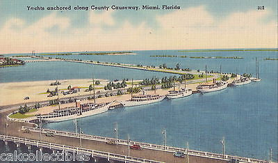 Yachts Anchored along County Causeway-Miami,Florida - Cakcollectibles