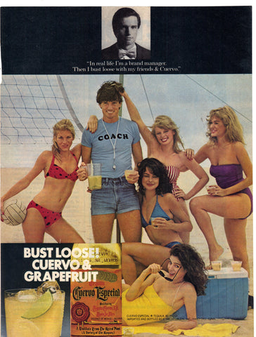 Vintage 1982 Cuervo Especial Print Ad w/Bikini Girls