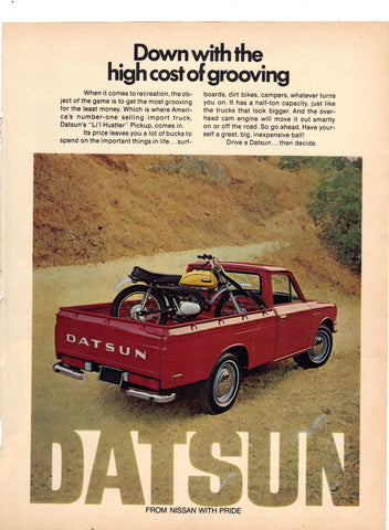 Vintage 1972 Datsun "Li'l Hustler" Truck Print Ad