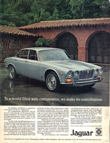 Vintage 1971 Jaguar XJ6 Print Ad