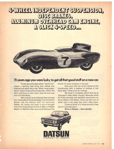 Vintage 1971 Datsun 510 Sedan Print Ad