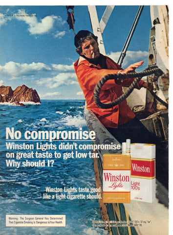 Vintage 1980's Print Ad for Winston Lights Cigarettes