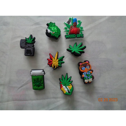 Lot of 8 Croc Charms 420/Marijuana/Weed/Cannabis - Set 3