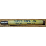 Vintage Celluloid Bullet Pencil - Corde's Truck Line - Stout,Iowa