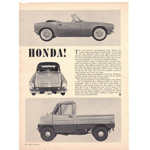 Rare Vintage 1962 Honda Print Ad