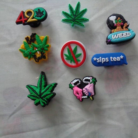 Lot of 8 Croc Charms 420/Marijuana/Weed/Cannabis - Set 1