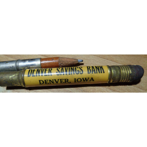 Vintage Celluloid Bullet Pencil - Denver Savings Bank - Denver,Iowa 1942