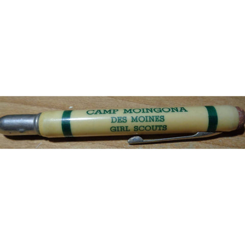 Vintage Celluloid Bullet Pencil - Camp Moingona - Des Moines Girls Scouts